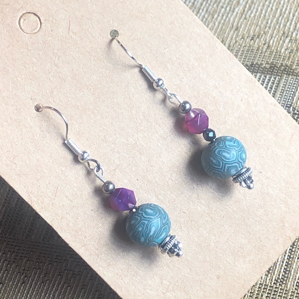 Handcrafted genuine almandine garnet and hematite dangle earrings